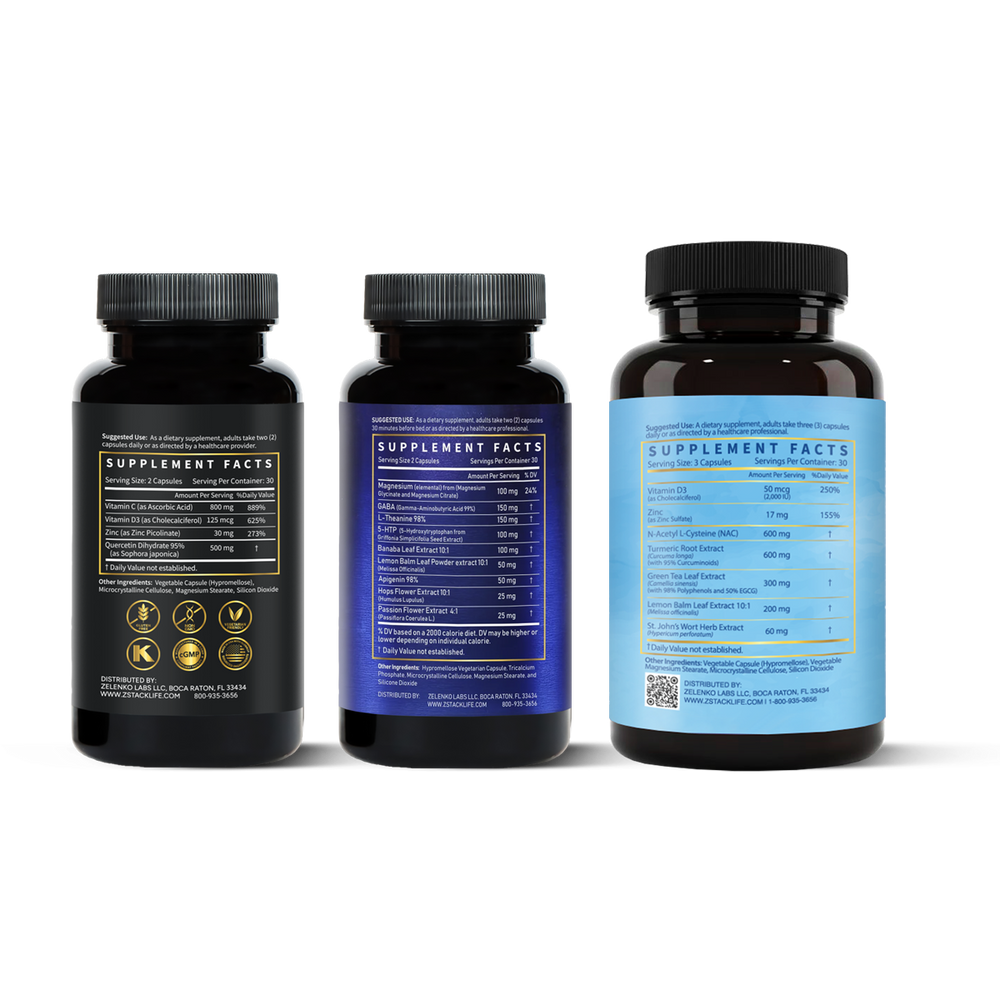 Z-Stack®, Z-Night and Z-Calm™ Dietary Supplement for Calm, sleep, focused days and immune support