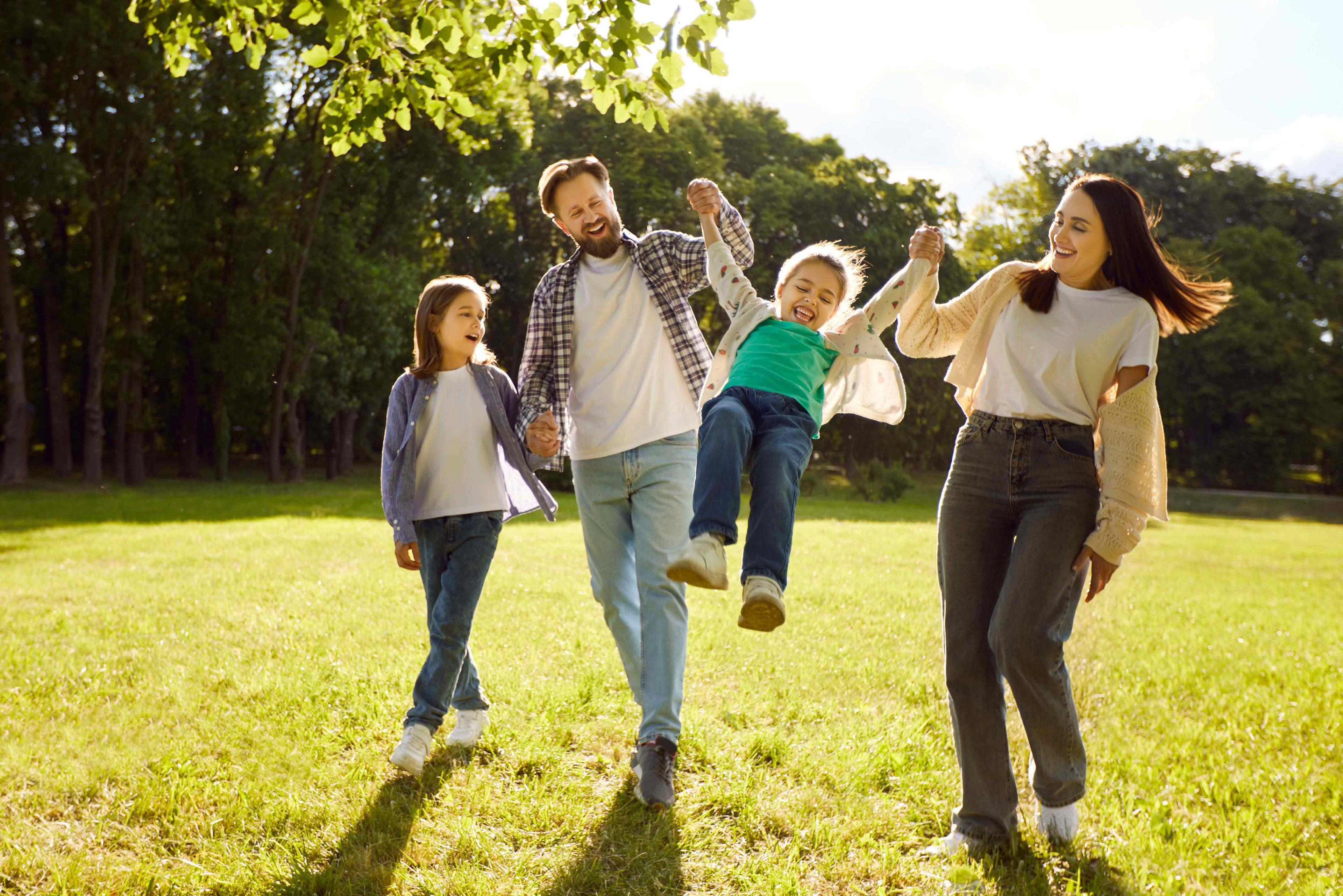 Family of four in the park