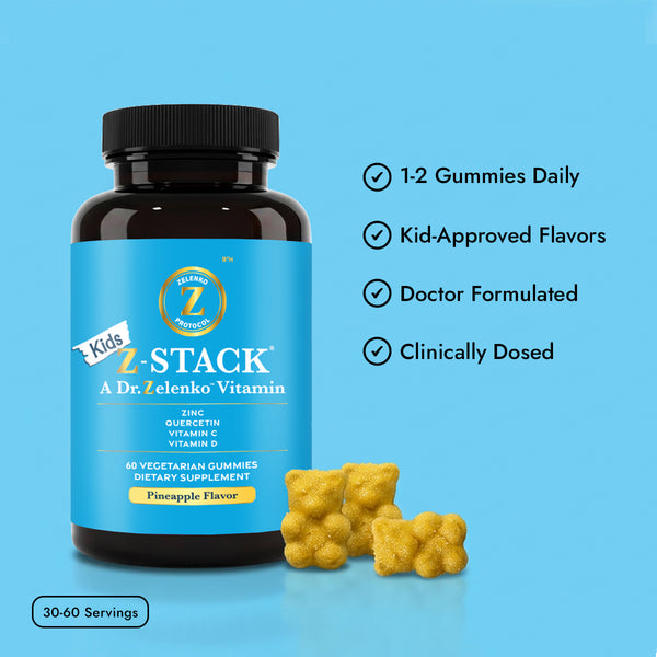 kids z-stack benefits with bottle and gummies
