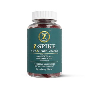 Bottle of Z-Spike dietary supplement gummies with a green label on a white background
