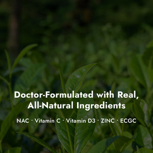 Z-DTox Ingredients on green tea leaf background